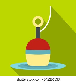 Red and white bobber icon. Flat illustration of red and white bobber vector icon for web isolated on lime background