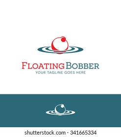 red and white bobber logo for fishing related business, website