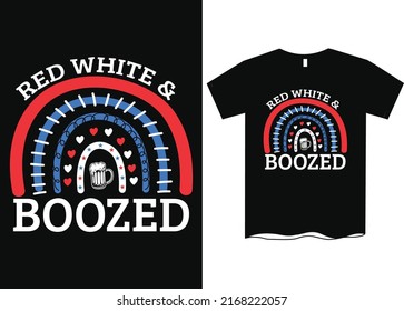 Red White and boozed 4th of July boho rainbow tshirt design