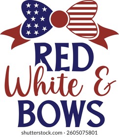 Red white and bows, American design and vector file