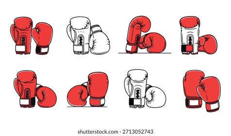 Guantes de boxeo rojos y blancos con fondo transparente
