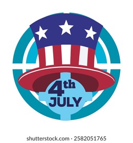 Red, white, and brave. Patriotic hat icon for July 4th festivities