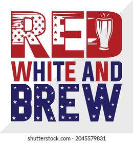 Red White And Brew Printable Vector Illustration