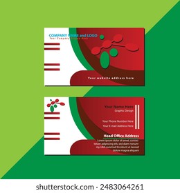 Red White and Brown with Green Editing Business Card Design Double-Sided Creative and Exclusive Template 