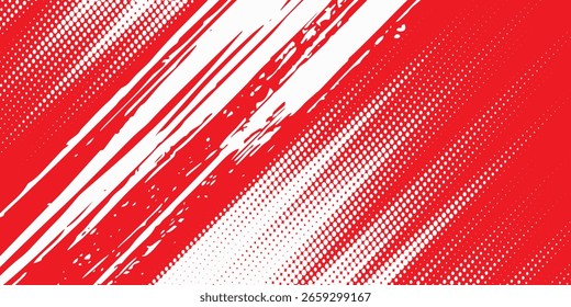 Rojo y blanco cepillo wrap coche pegatina patrón abstracto Anuncio líneas deportivas combinación de color rojo y blanco grunge cepillo patrón moderno racing motorsport diseño de Vector.