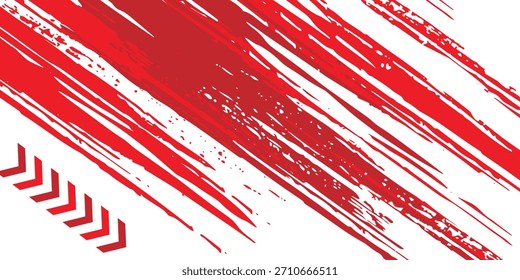 red and white brush wrap car sticker pattern abstract banner sporty lines red and white color. vector