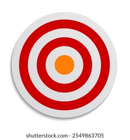 Red and white bullseye target for archery or darts practice, target goal dartboard symbol, archery target isolated