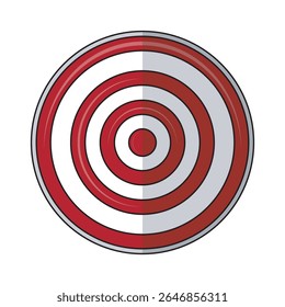 Red and white bullseye target icon in vector style, ideal for archery, shooting, goal setting, or precision concept illustrations and digital designs.