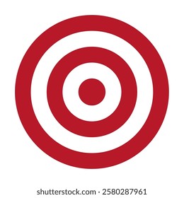 Red and white bullseye target isolated on a transparent background. Representing precision, focus, and accuracy in achieving goals. A free standing, big target sign. Vector illustration