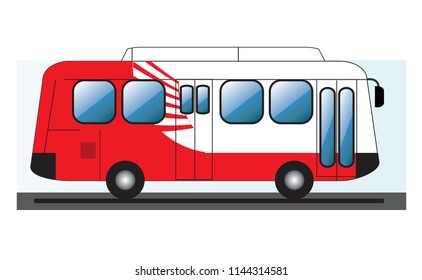 red & white Bus