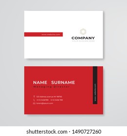 Red and white business card flat design template vector
