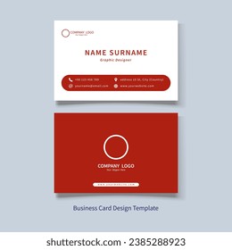 red and white business card vector design template - standard UK size ratio - editable eps file