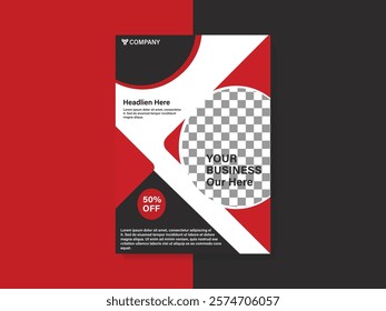 A red and white business flyer design