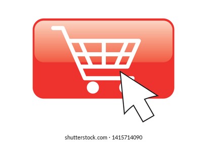 Red and white button with trolley