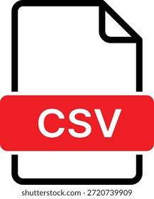 Rojo y blanco archivo CSV con contorno negro sobre fondo blanco archivo csv archivo de datos formato de archivo de archivo