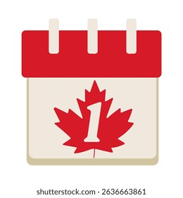 A red and white calendar with a leaf on it. The leaf has the number 1 on it