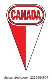 Red and white Canada oval map pointer pin icon location flag marker