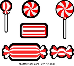 red white candies vector assets