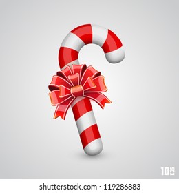 Red and white candy with a red bow