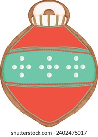 Red and White Candy Cane Cookie Illustration	