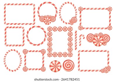 Red and white candy cane frames for Christmas graphics