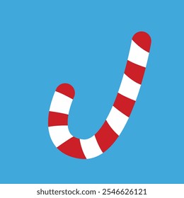 Red and White Candy Cane on Blue