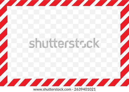 Red and white candy cane striped border with transparent background, a festive holiday vector