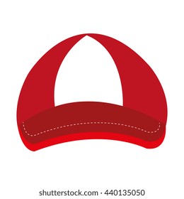 red and white cap front view over isolated background,vector illustration