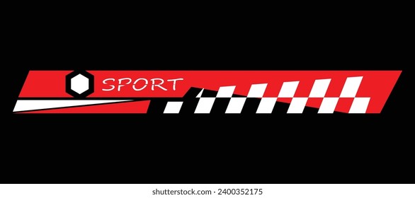 Red and white car decoration decals with the words Sport. Can be used on both sides of racing cars and sports cars. Luxurious modern style.