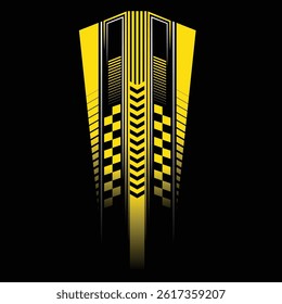 Red and white car racing decals set isolated on black background. Sport track and moto race linear designs