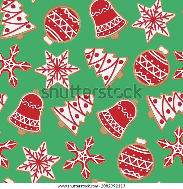 Red White Cartoon Christmas Cookies Isolated Stock Vector (Royalty Free ...