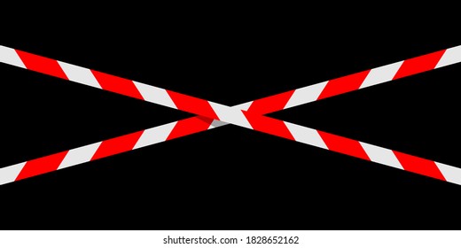 red white caution tape line isolated on black for banner background, tape red white stripe pattern, ribbon tape sign for comfort and construction safety zone, copy space text