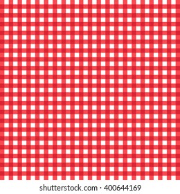 Red and white checked tablecloth