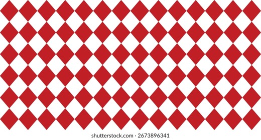 Red and white checkerboard seamless pattern. Geometric square background design with retro and modern style