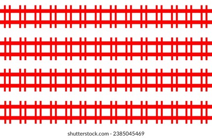 red and white checkered background, Red grid on the white background. Square table. Simple pattern of red line seamless repeat pattern design for fabric printing or shirt screen or wallpaper, railway