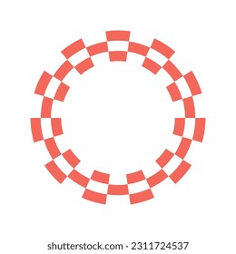 Red and white checkered circle frame vector illustration