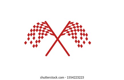 Red & White Checkered Flag, Race flag logo icon, modern simple design illustration vector template	