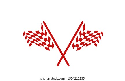 Red & White Checkered Flag, Race flag logo icon, modern simple design illustration vector template	