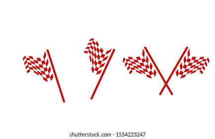 Red & White Checkered Flag, Race flag logo icon, modern simple design illustration vector template	