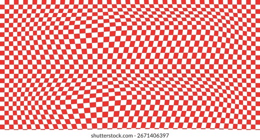 Red and white checkered line seamless pattern repeating banners of racing flag stripe speed texture
