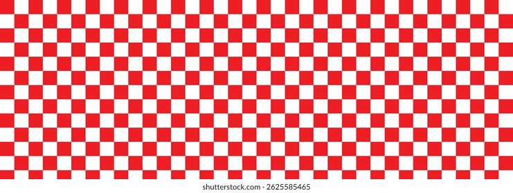 Red and white checkered pattern. Chessboard concept. Seamless transparent pattern background