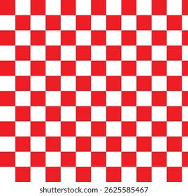Red and white checkered pattern. Chessboard concept. Seamless transparent pattern background