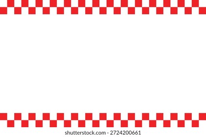Borde de marco de carreras a cuadros rojo y blanco, patrón de bandera de automovilismo limpio con bordes superiores e inferiores, fondo de diseño para carteles de eventos de carreras, Anuncios de competencia, promociones deportivas