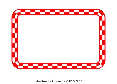 Red and white checkered rectangle frame vector. Checkerboard rectangular border on a white background.