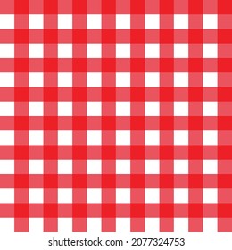 Red and white checkered seamless pattern for textile or paper products,Vector illustration