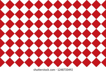 Red and white checkered tablecloth background.Texture from rhombus for - plaid, tablecloths, clothes, shirts, dresses, paper, bedding, blankets, quilts and other textile products.Vector ilustration.