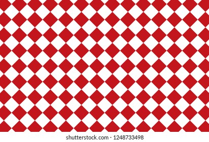 Red and white checkered tablecloth background.Texture from rhombus for - plaid, tablecloths, clothes, shirts, dresses, paper, bedding, blankets, quilts and other textile products.Vector ilustration.