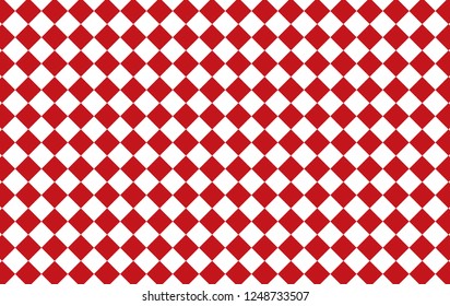 Red and white checkered tablecloth background.Texture from rhombus for - plaid, tablecloths, clothes, shirts, dresses, paper, bedding, blankets, quilts and other textile products.Vector ilustration.