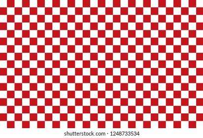 Red and white checkered tablecloth background.Texture from rhombus for - plaid, tablecloths, clothes, shirts, dresses, paper, bedding, blankets, quilts and other textile products.Vector ilustration.