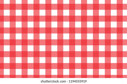 Red and white checkered tablecloth banner.Texture for : plaid, tablecloths, clothes, shirts, dresses, paper, bedding, blankets, quilts and other textile products. Vector illustration.